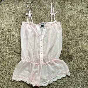 Frederick's of Hollywood Pink Sheer Romper